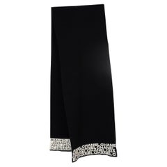 CHANEL bufanda negra de cachemira 2019 19B LOGO TRIM MUFFLER