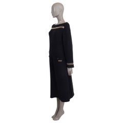 CHANEL black cashmere 2020 20C CHAIN LONG SLEEVE MIDI KNIT Dress 38 S