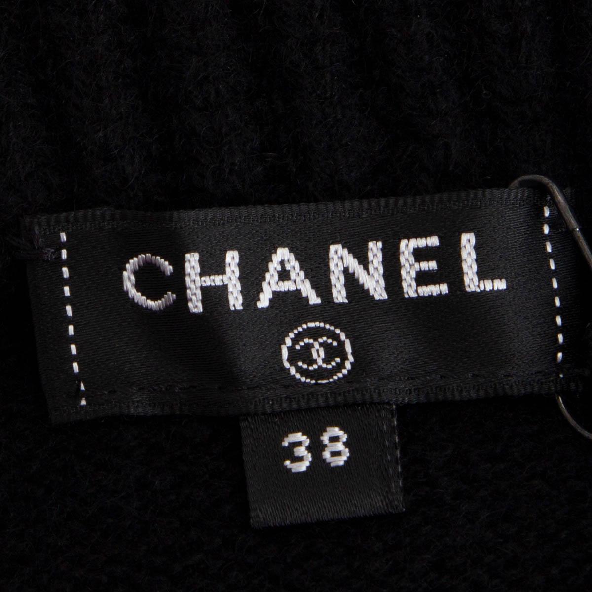 CHANEL black cashmere 2020 20C CHAIN LONG SLEEVE MIDI KNIT Dress 38 S For Sale 1