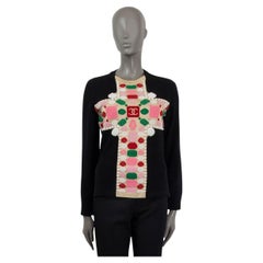 CHANEL black cashmere 2020 20K CROSS EMBROIDERED Sweater 36 XS
