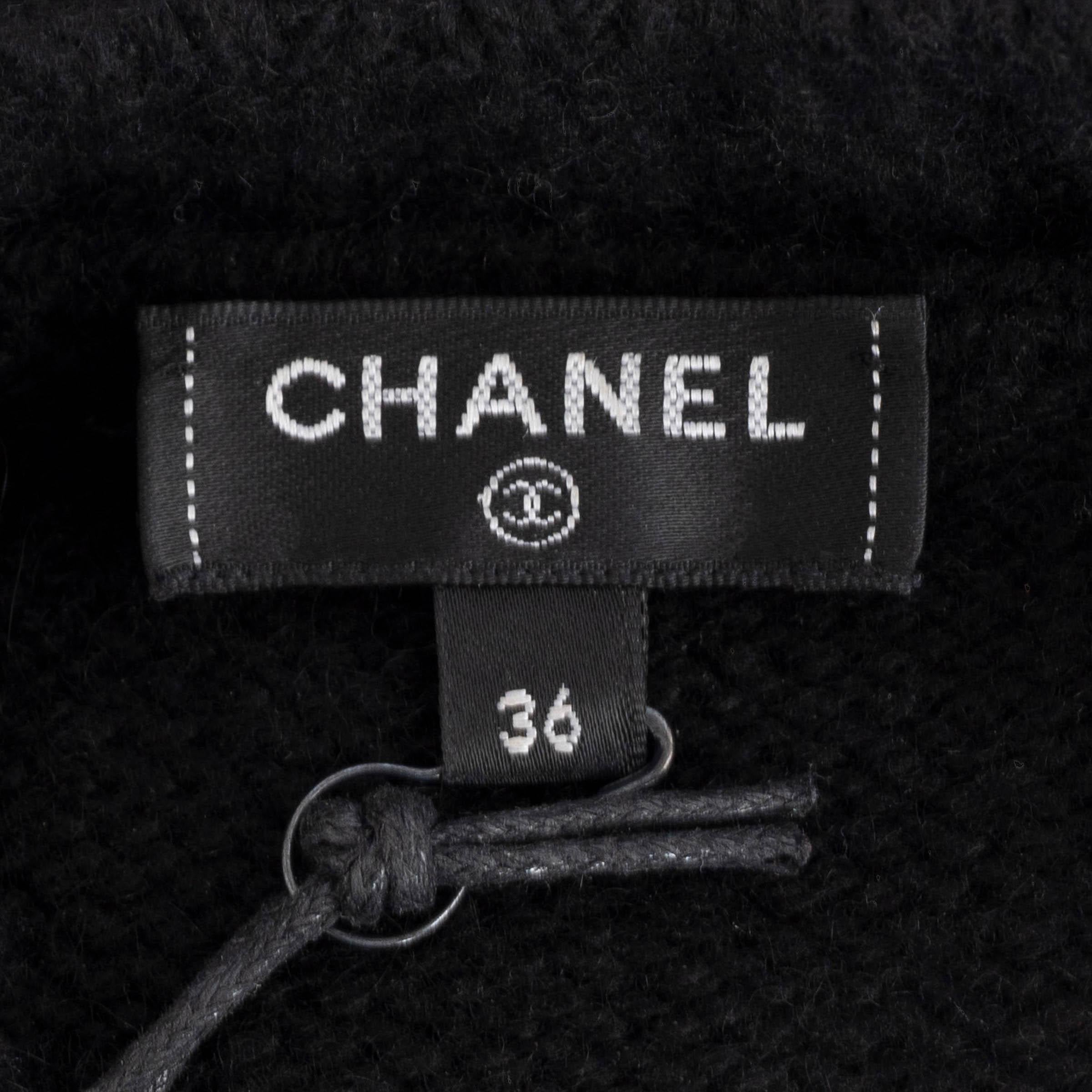 CHANEL cachemire noir 2020 20K LEATHER BOW Pull 36 XS en vente 3