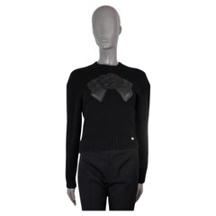 CHANEL negro cachemira 2020 20K PIEL BOW Suéter 36 XS