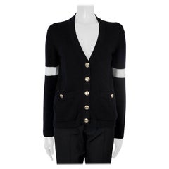 CHANEL cachemira negra 2020 20K STRIPED SLEEVE Cardigan Sweater 34 XXS
