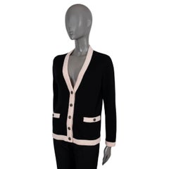 CHANEL black cashmere 2020 20S CONTRAST TRIM Cardigan Sweater 38 S