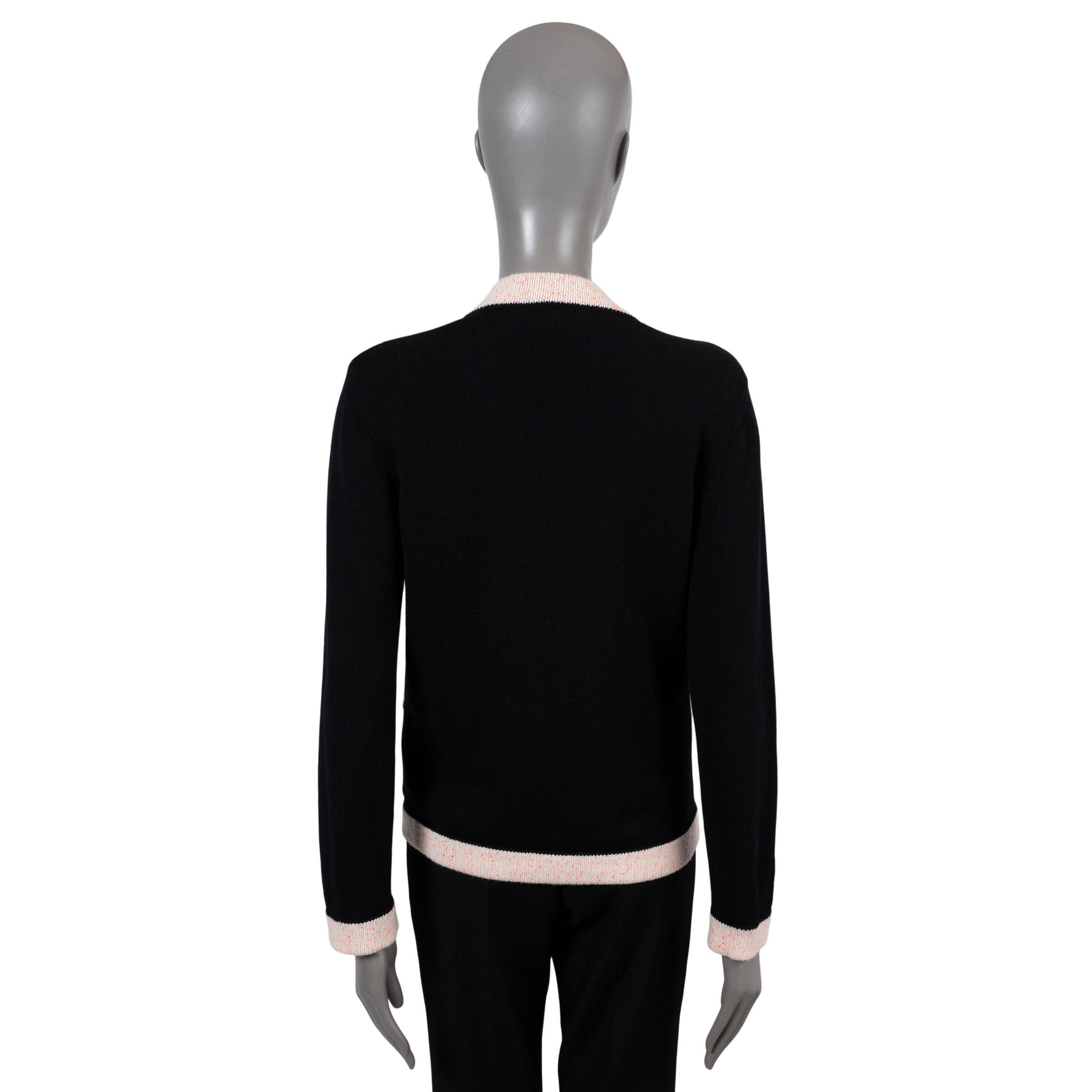 Black CHANEL black cashmere 2020 20S CONTRAST TRIM Cardigan Sweater 38 S For Sale