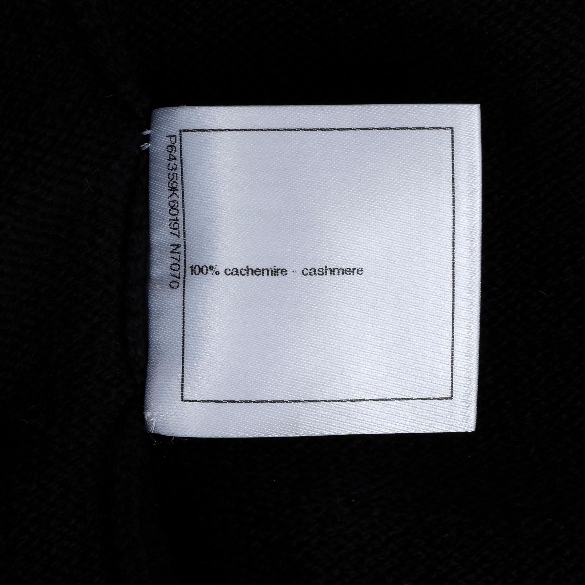 CHANEL black cashmere 2020 20S CONTRAST TRIM Cardigan Sweater 38 S For Sale 4
