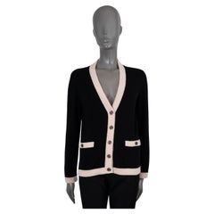 CHANEL black cashmere 2020 20S CONTRAST TRIM Cardigan Sweater 38 S