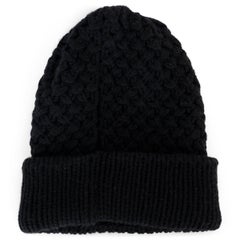 CHANEL black cashmere 21K CHUNKY KNIT BEANIE Hat OS