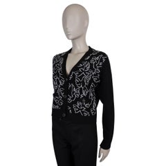 CHANEL black cashmere 22C DUBAI PEACE DOVE Cardigan Sweater 40 M