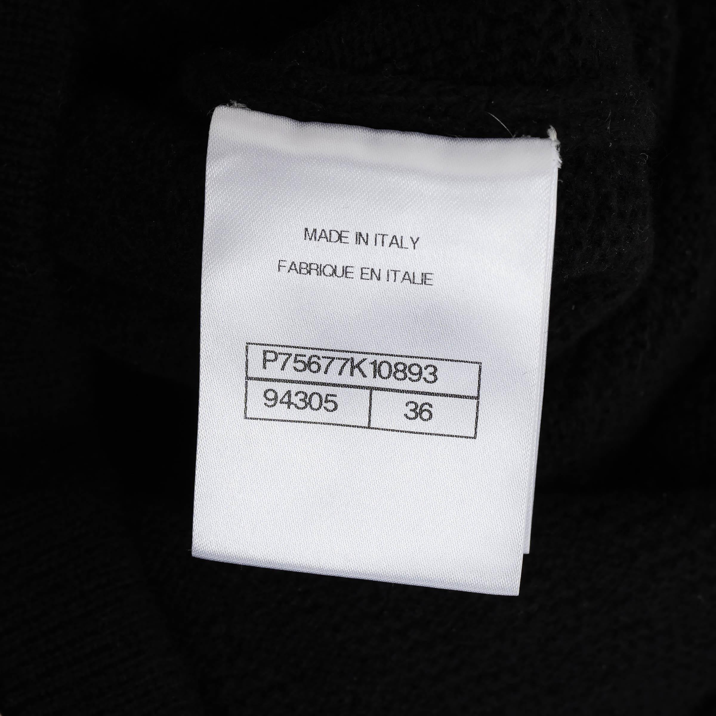 CHANEL 23B CHAIN TRIM KNIT CARDIGAN mini robe noire cashmere 36 XS 3