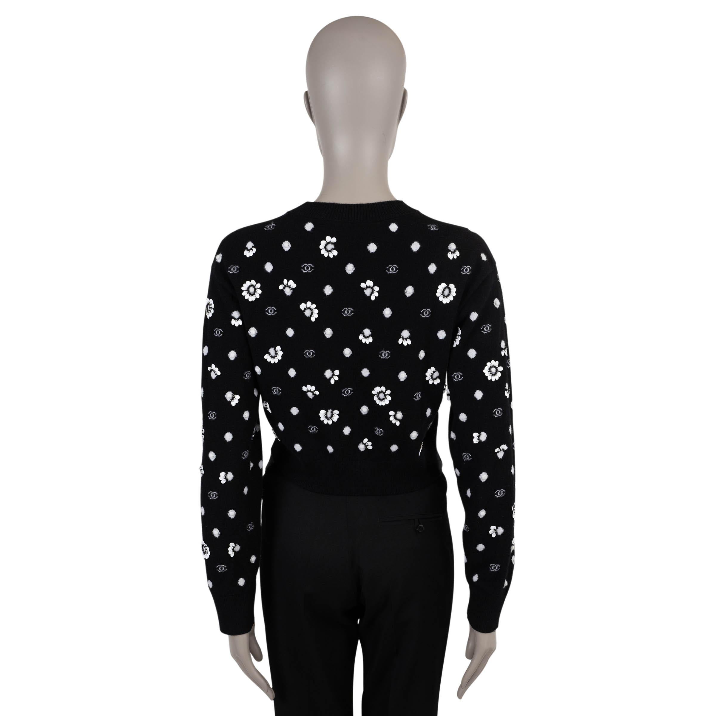 Black CHANEL black cashmere 23S EMBELLISHED Sweater XS For Sale