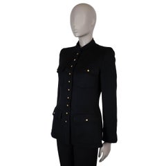 CHANEL black cashmere 96A FOUR POCKET OFFICIER Jacket S