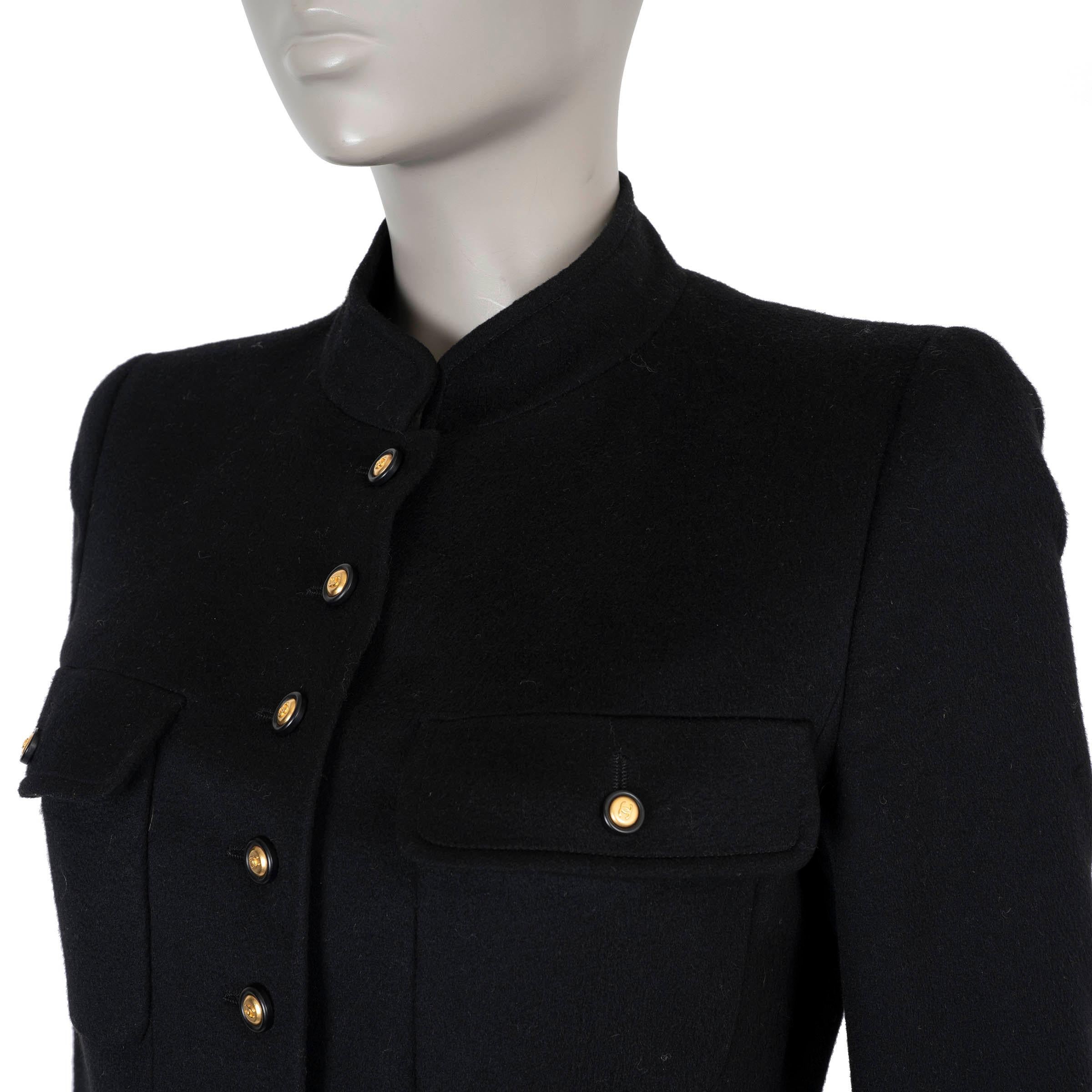 CHANEL - Veste OFFICIER 96A FOUR POCKET en cachemire noir S en vente 1