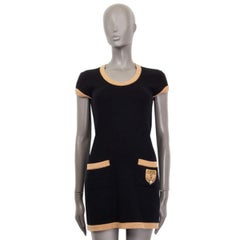 CHANEL Schwarzes Mini-Strickkleid aus Kaschmir mit Kapuzenärmeln 36 XS