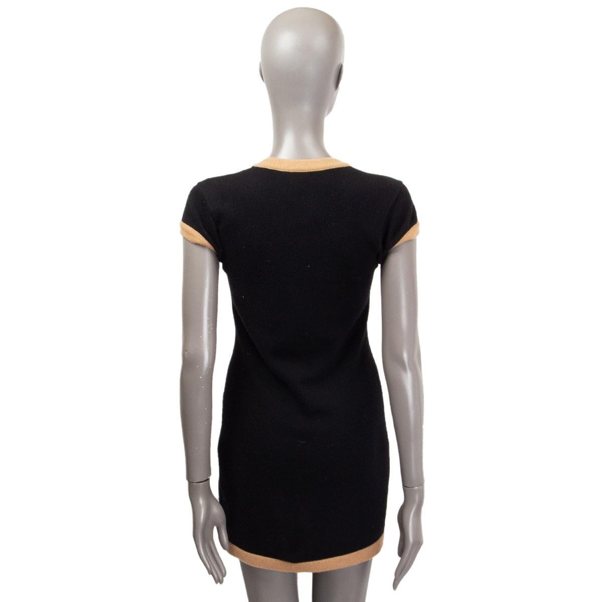 Nero CHANEL nero cashmere manica a cappuccio mini abito in maglia 36 XS