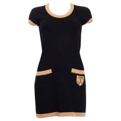 CHANEL nero cashmere manica a cappuccio mini abito in maglia 36 XS