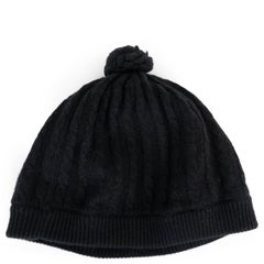 CHANEL black cashmere CC CABLE KNIT Beanie Hat