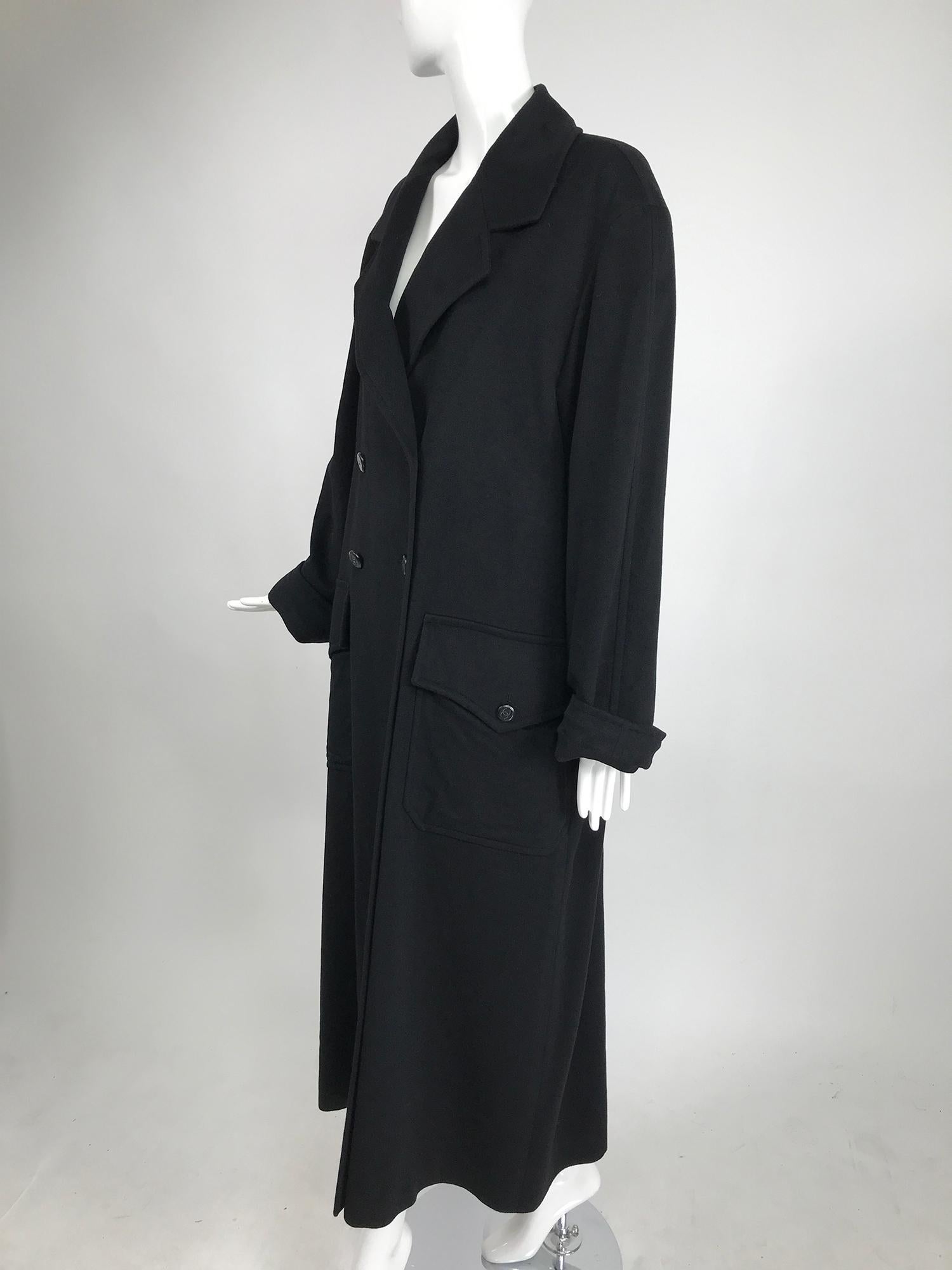 Chanel Black Cashmere Double Breasted Maxi Coat 1990s Unisex at 1stDibs