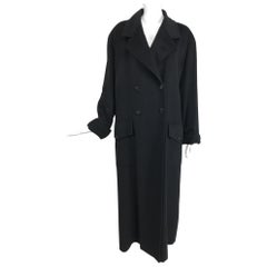 Chanel Manteau long croisé en cachemire noir:: années 1990 Unisex