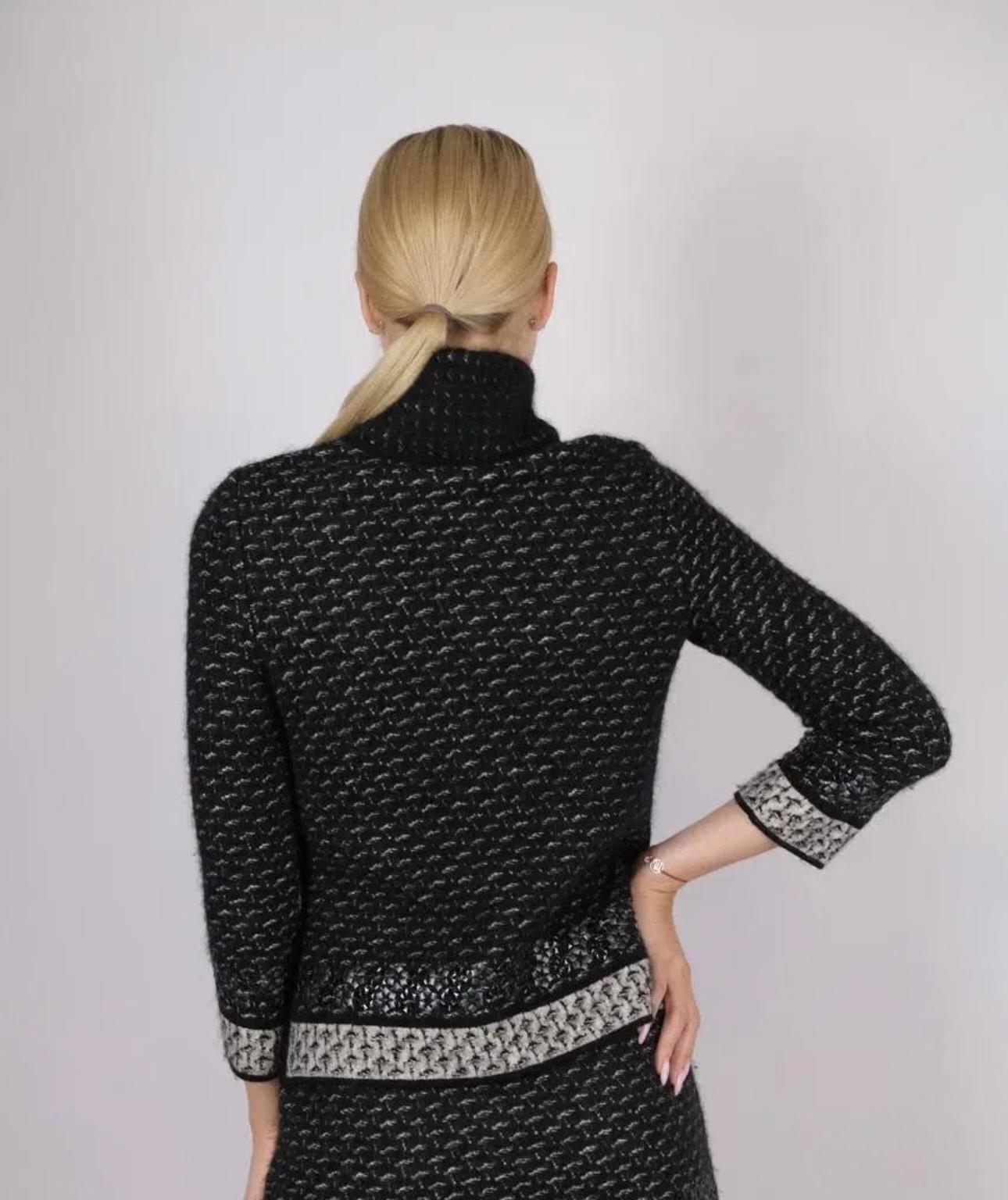 Women's or Men's Chanel Black Cashmere Embellished Jacket For Sale