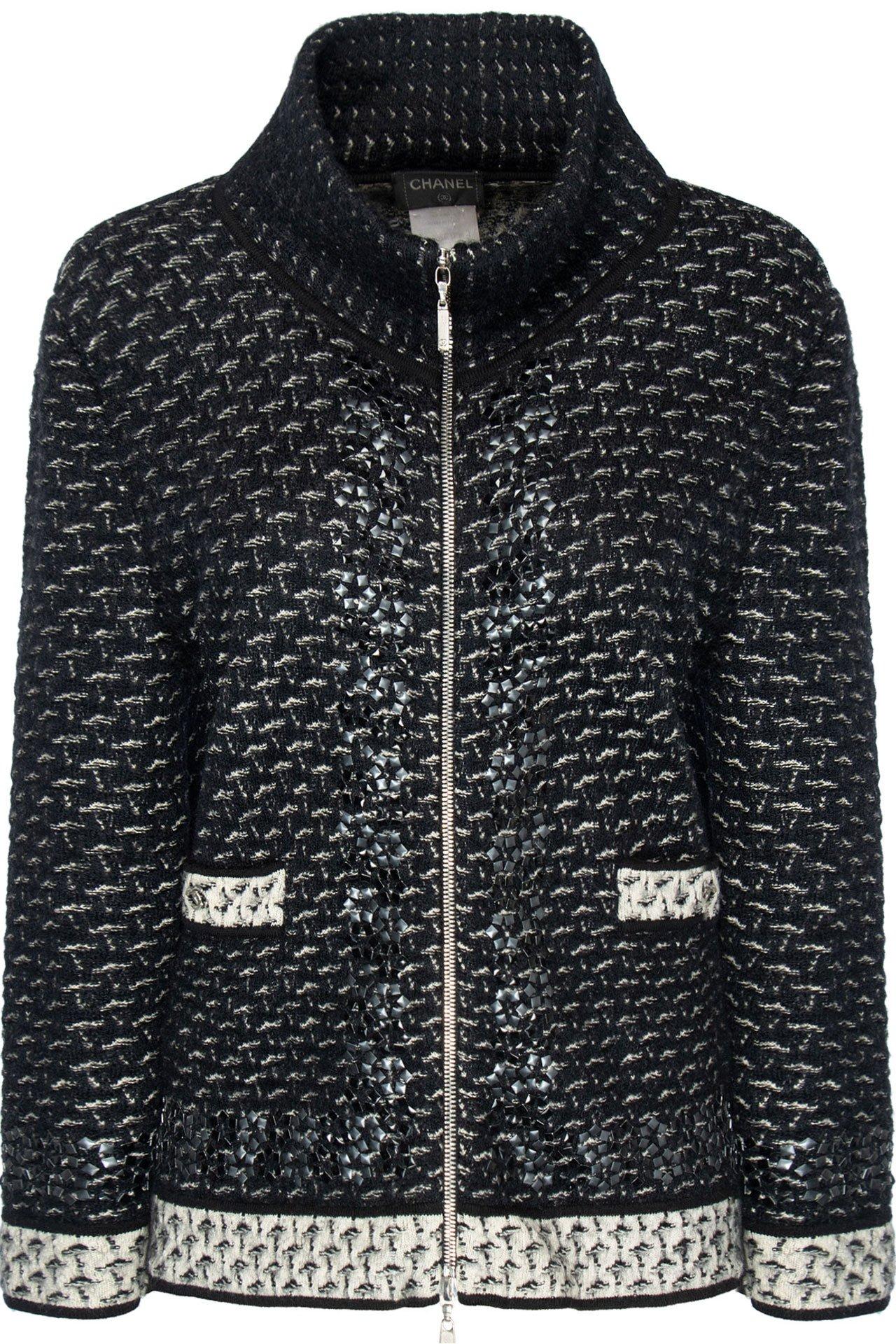 Chanel Black Cashmere Embellished Jacket For Sale 2