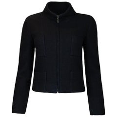 Chanel Black Cashmere Four-Pocket Zip-Up Jacket sz 36