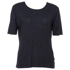 Chanel Black Cashmere Knit Round Neck Top L