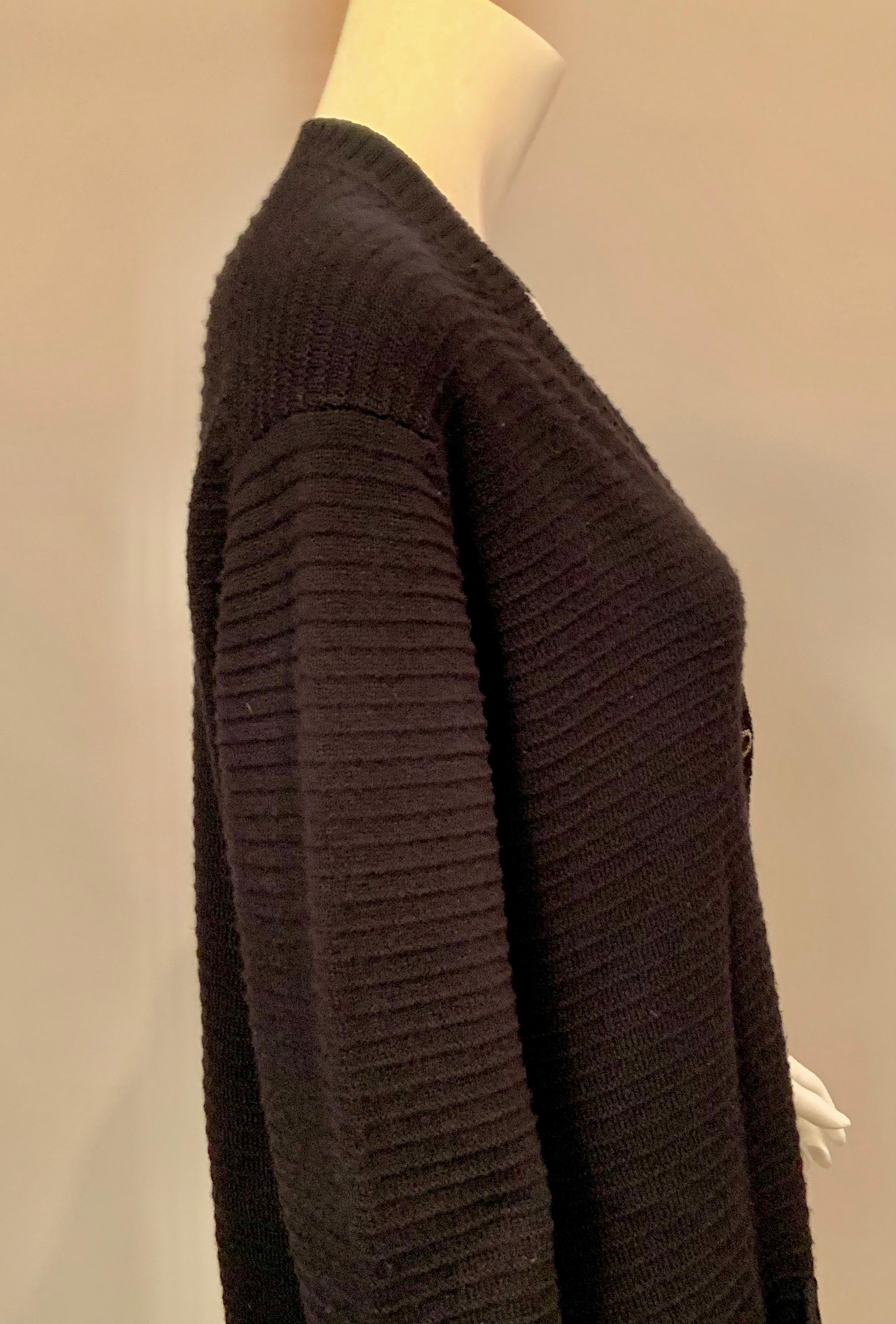Chanel Black Cashmere Long Cardigan Sweater, Larger Size 3