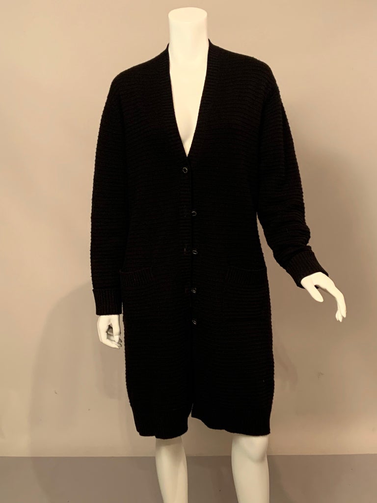 Chanel Black Cashmere Long Cardigan Sweater, Larger Size at 1stDibs  chanel  sweater black, chanel black cardigan, black oversized cardigan