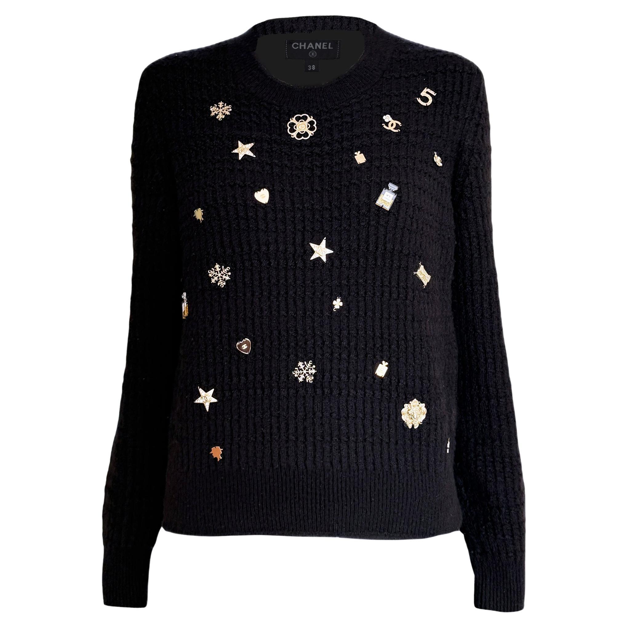 CHANEL Pull Lucky Charms en cachemire noir 38 FR