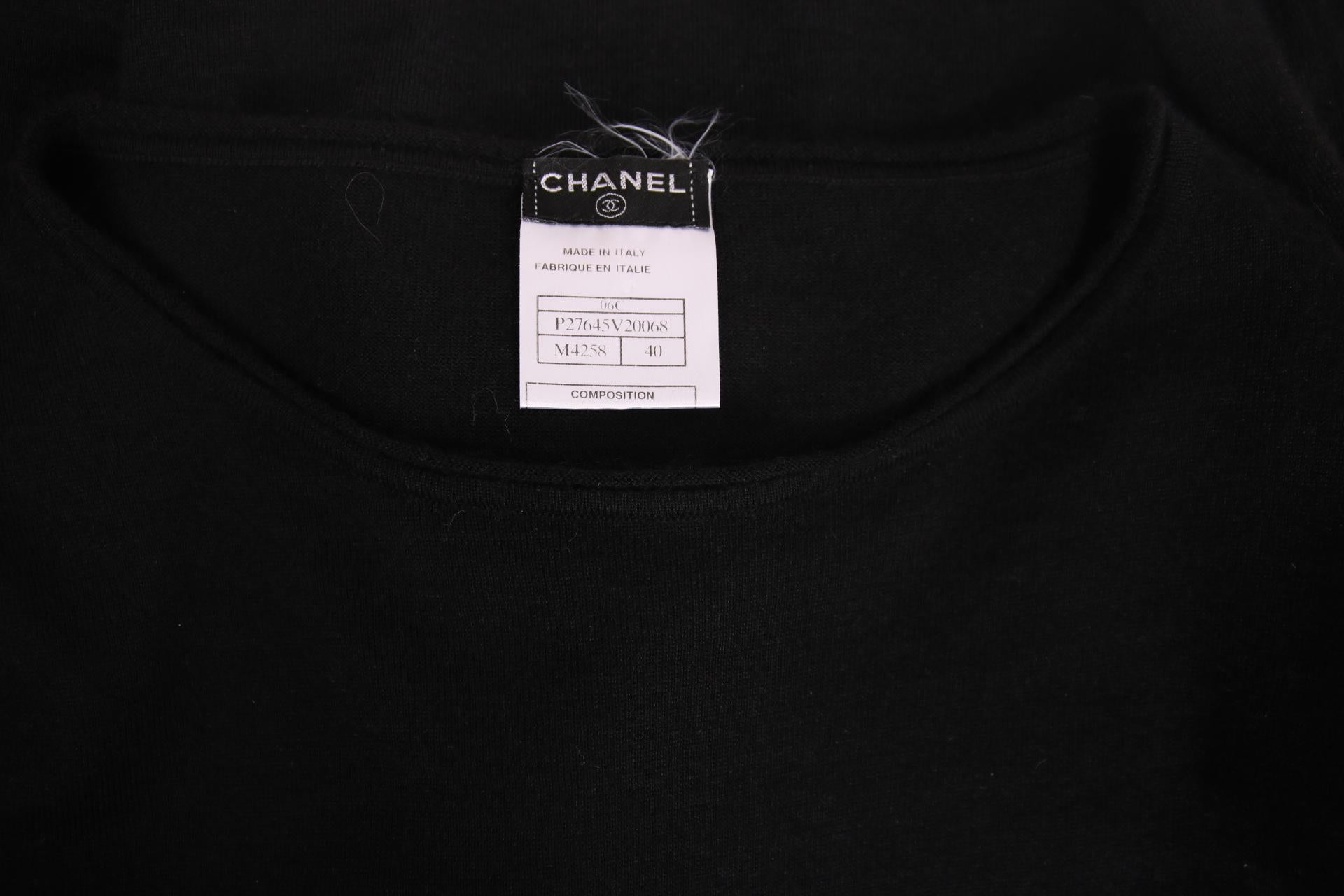 Chanel Black Cashmere Novelty Sweater w/Ribbon at Waist For Sale 2