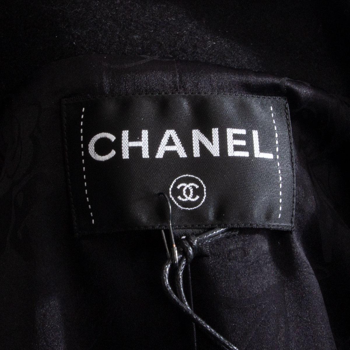 CHANEL black cashmere ROME Double Breasted Peacoat Coat Jacket 36 XS 2