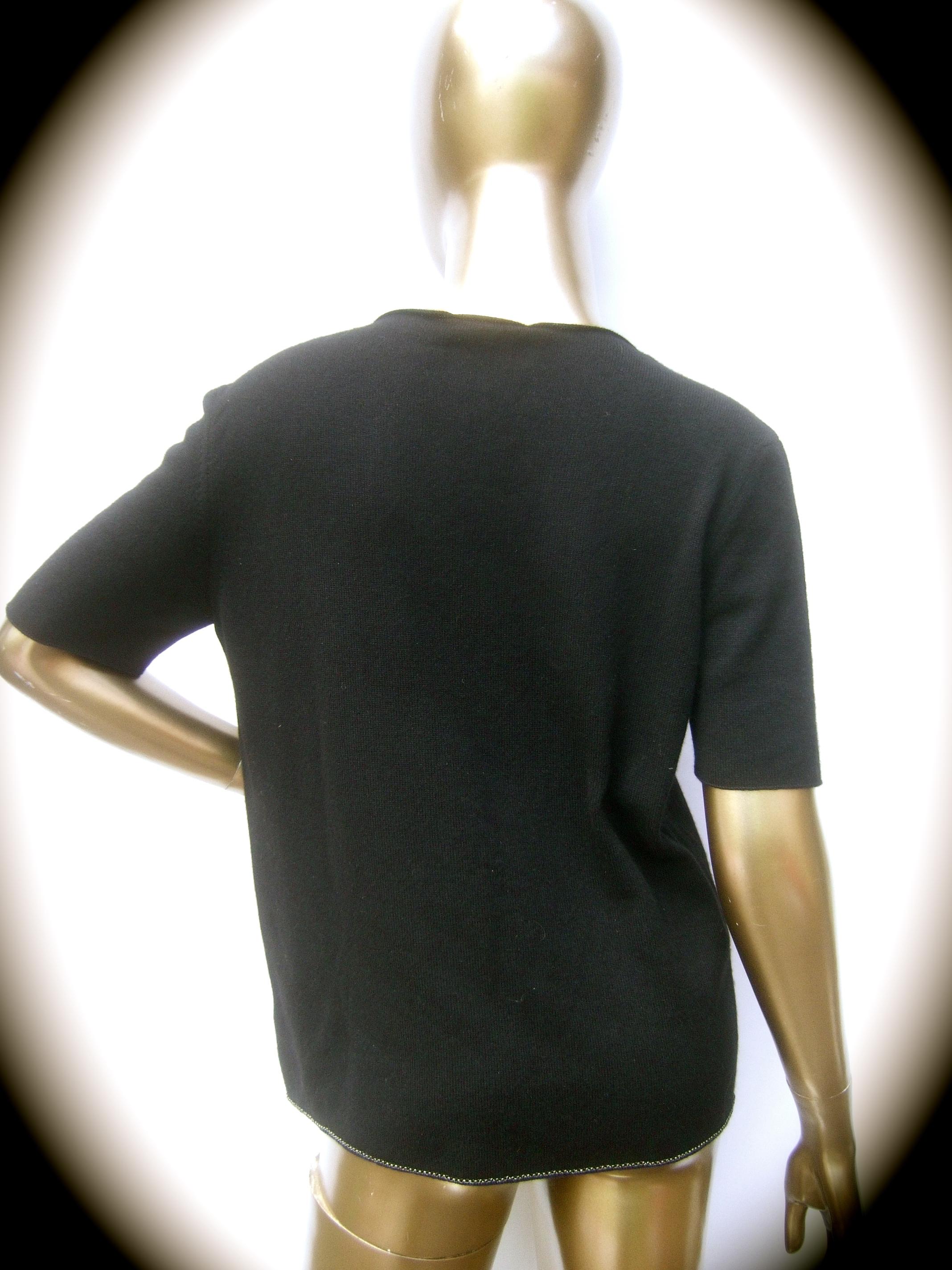 Chanel Black Cashmere & Silk Short Sleeve Sweater c 1990s 4