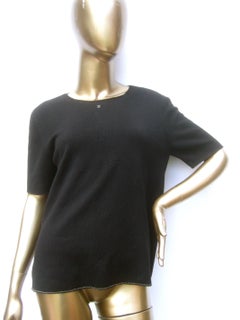 Chanel Black Cashmere & Silk Short Sleeve Sweater c 1990s
