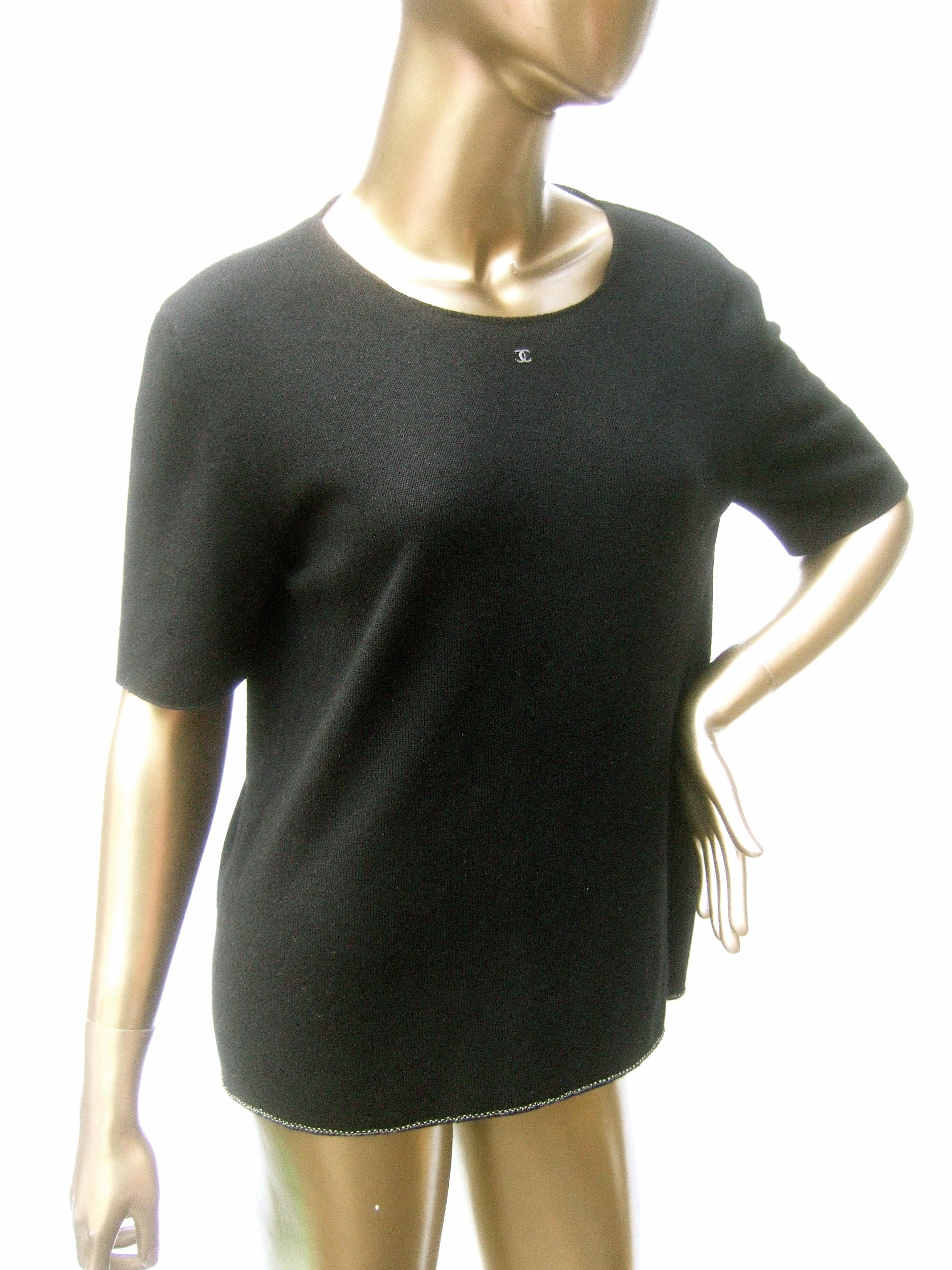 Chanel Black Cashmere & Silk Short Sleeve Sweater c 1990s 2