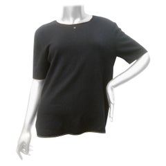 Vintage Chanel Black Cashmere & Silk Short Sleeve Sweater c 1990s