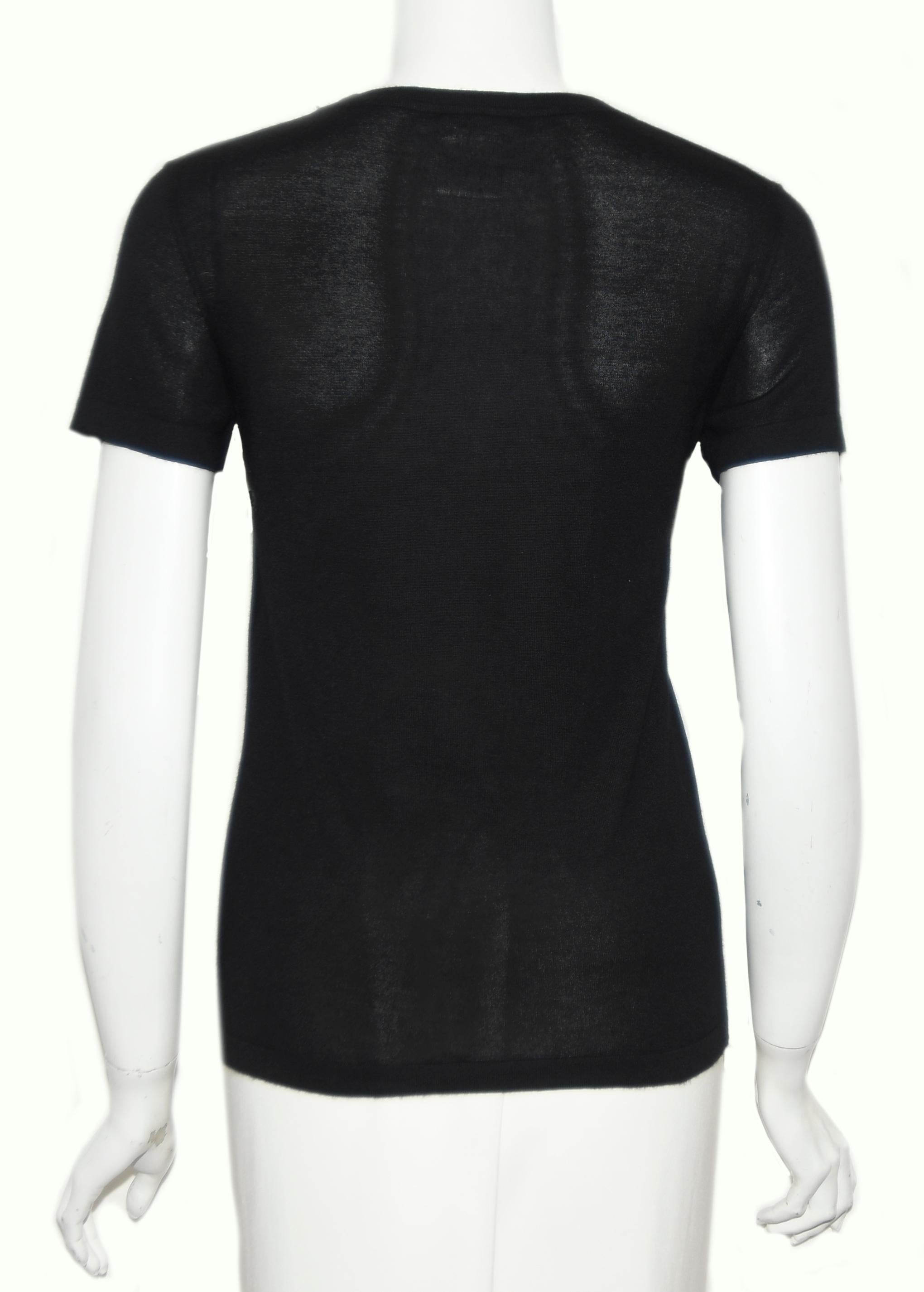 Chanel Black Cashmere & Silk Short Sleeve Top In Excellent Condition In Palm Beach, FL