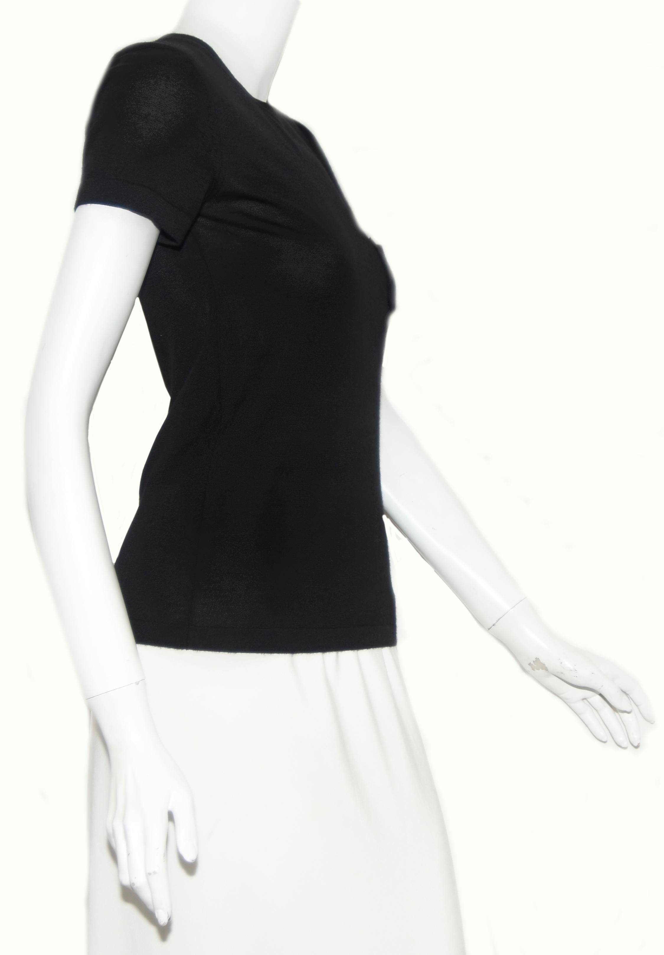 Women's Chanel Black Cashmere & Silk Short Sleeve Top