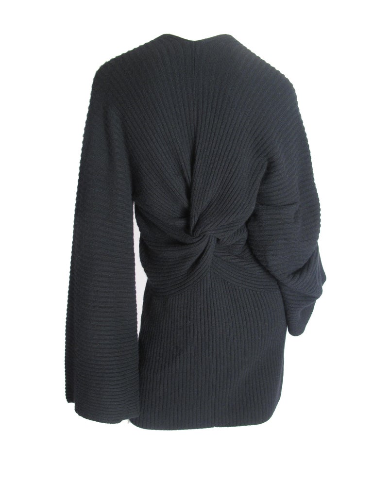 Chanel Black Cashmere Sweater Dress Bat Sleeves and Braiding at 1stDibs ...