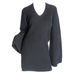 Chanel Black Cashmere Sweater Dress Bat Sleeves and Braiding