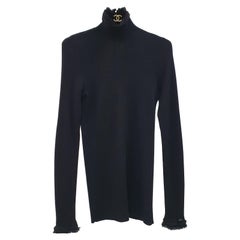 Chanel Maglione dolcevita in cashmere nero Sz.38