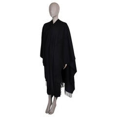 CHANEL black cashmere TWEED CC Cape Jacket One Size