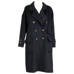 Retro Chanel Black Cashmere Wool Coat