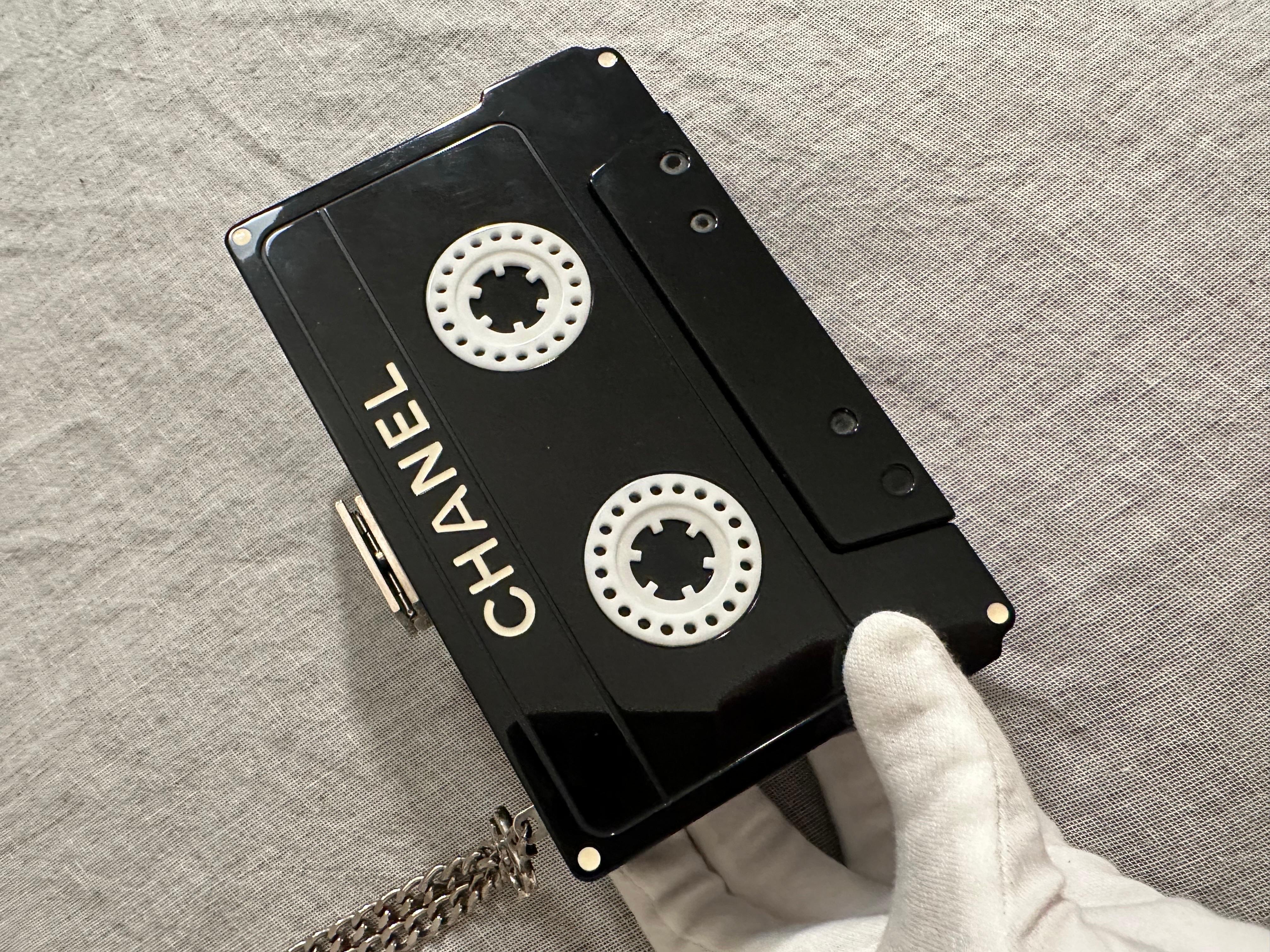 Women's or Men's Chanel Black Cassette Clutch Silver Hardware, 2005
