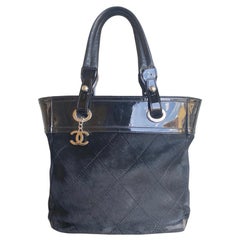Chanel black Cavallino and patent leather Shoulder Bag