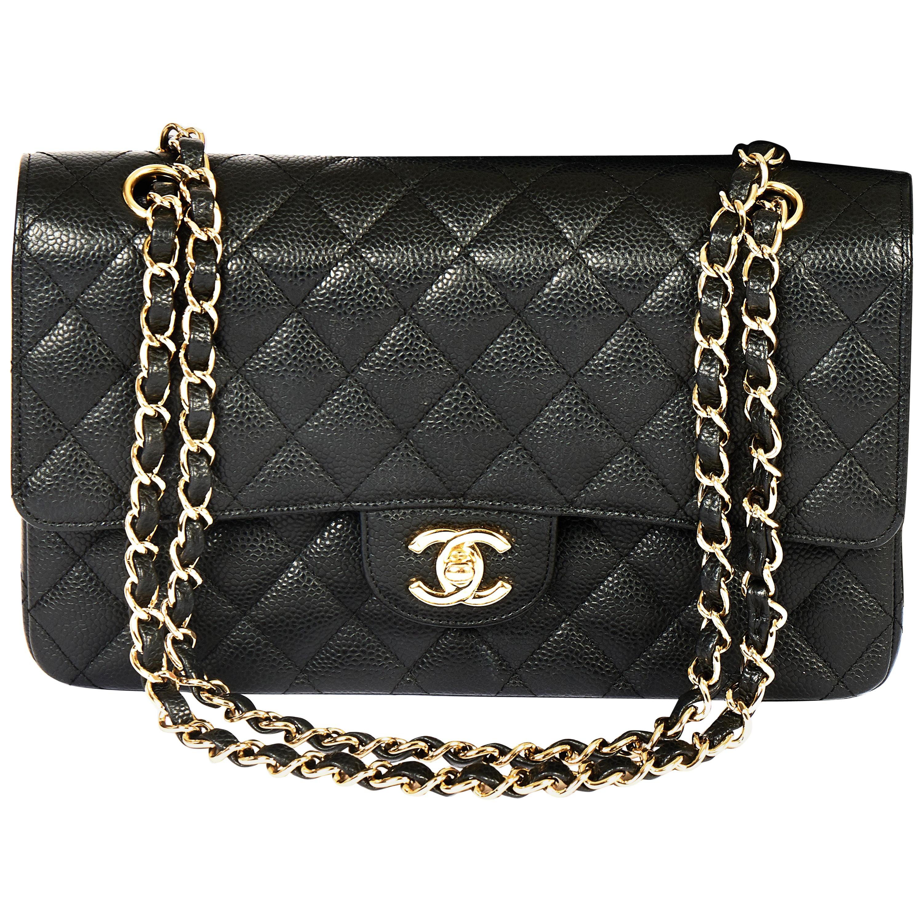 Chanel Black Caviar 10" Double Flap