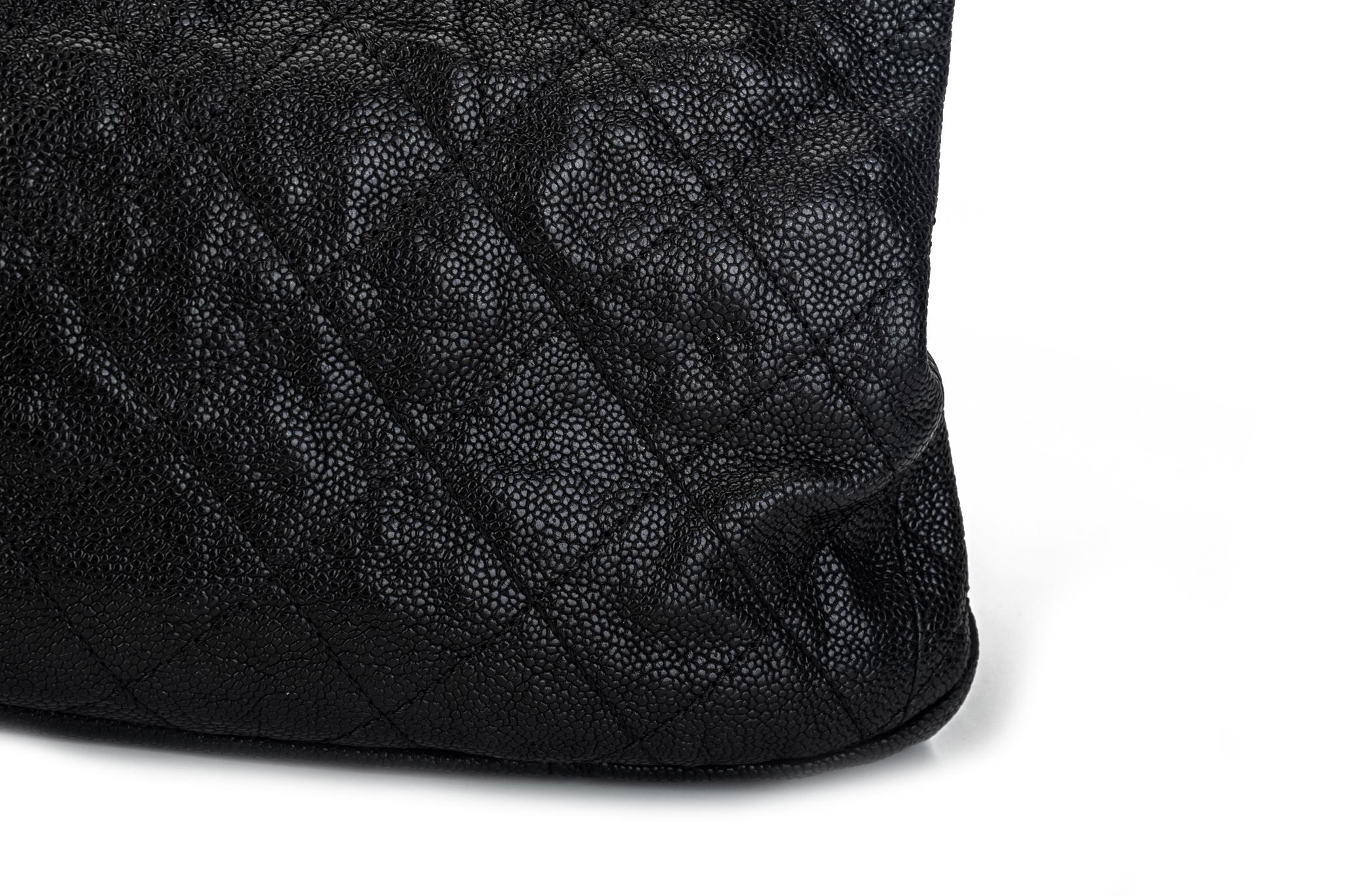 Chanel Black Caviar 3 Compartments Bag For Sale 3
