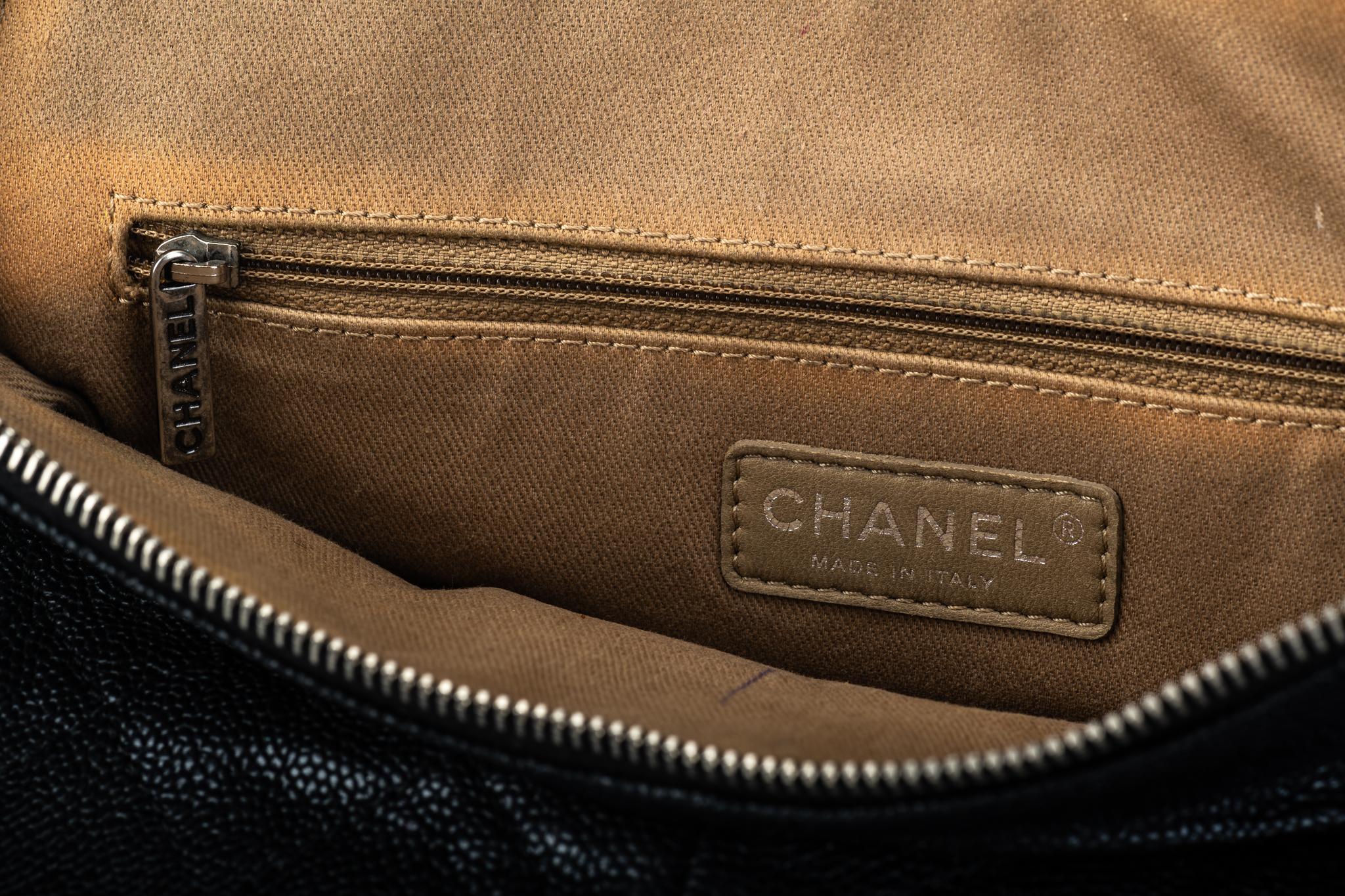 Chanel Black Caviar 3 Compartments Bag For Sale 9