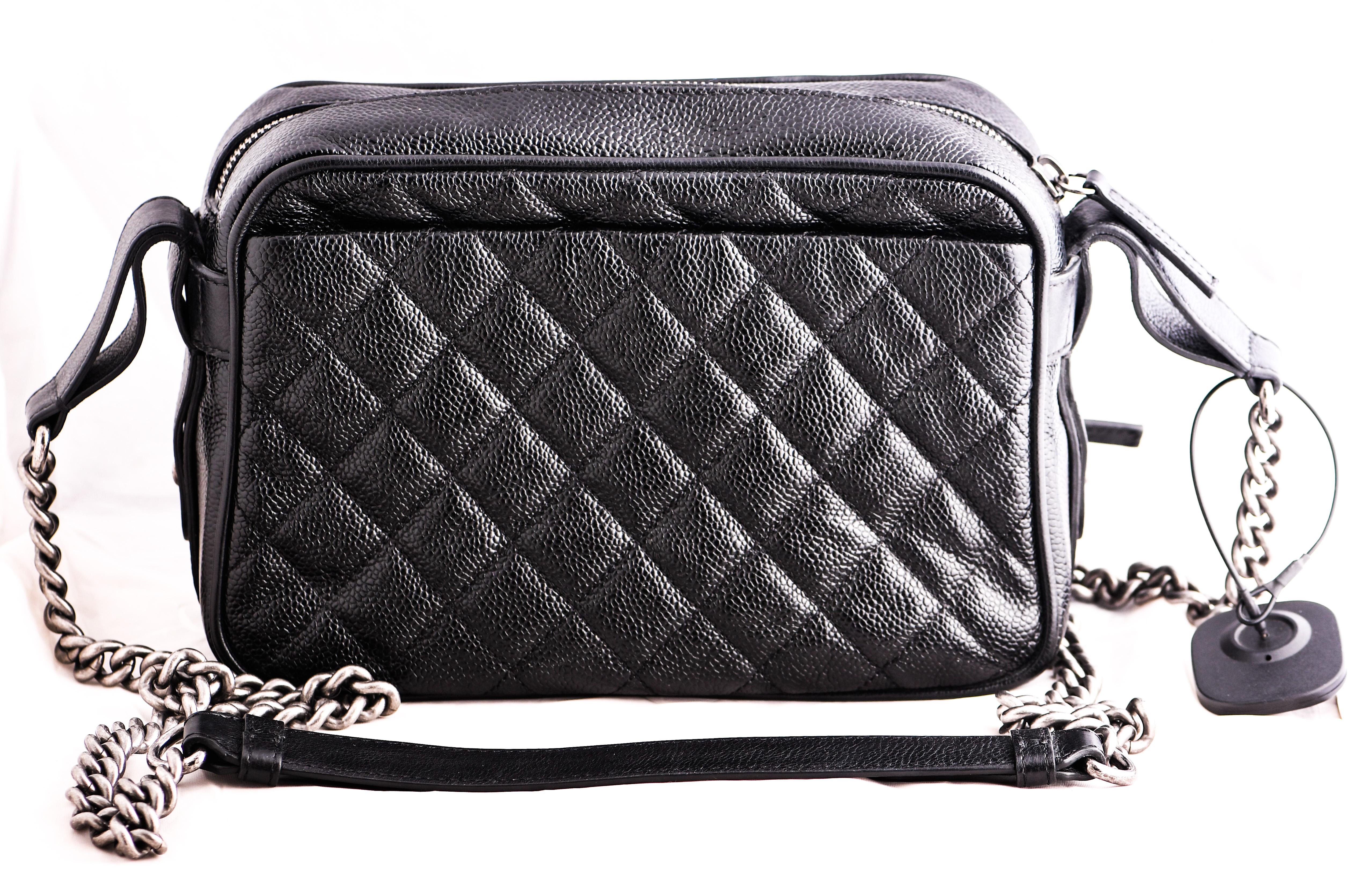 Chanel Black Caviar Affinity Camera Bag  In Excellent Condition In Palm Beach, FL