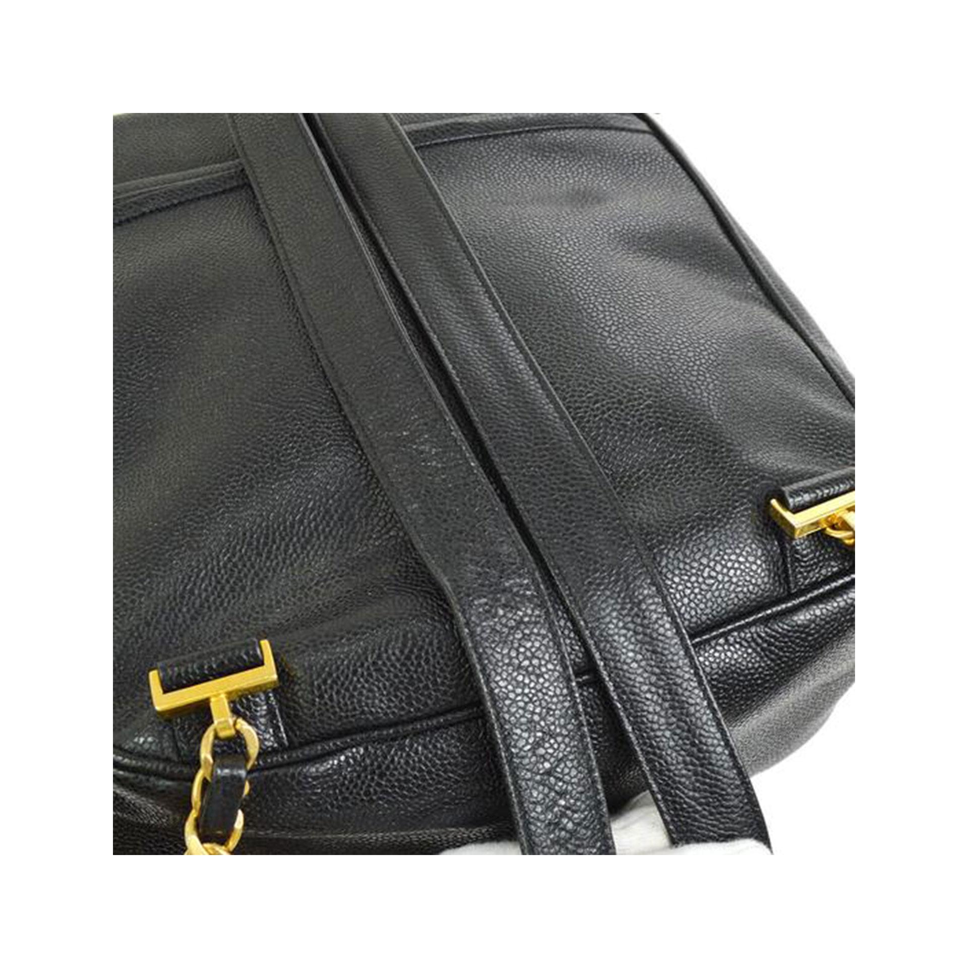 Chanel Black Caviar Backpack Vintage 2 Pocket Ball Charm CC Logo en vente 1